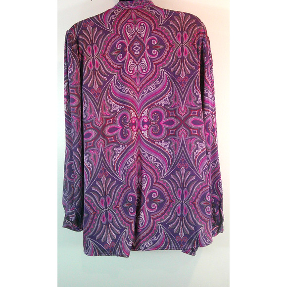 Chico's Women's 3 16/18 Purple V-neck Lotus Petal Scroll Affair Item # 570379280 - Picture 4 of 8